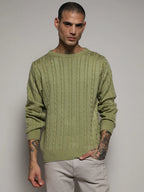 Campus Sutra Cable Knit Sweater