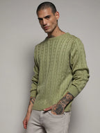 Campus Sutra Cable Knit Sweater