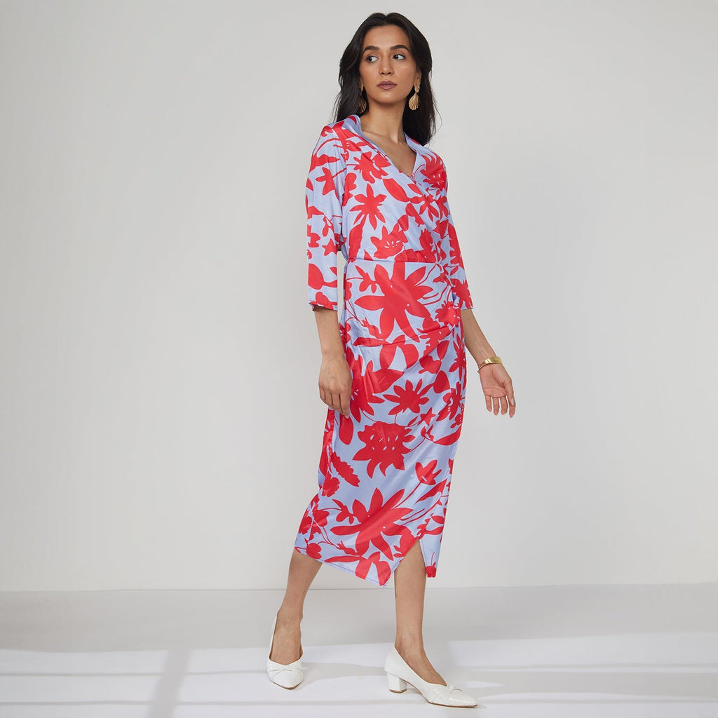 Contrast Botanical Dress