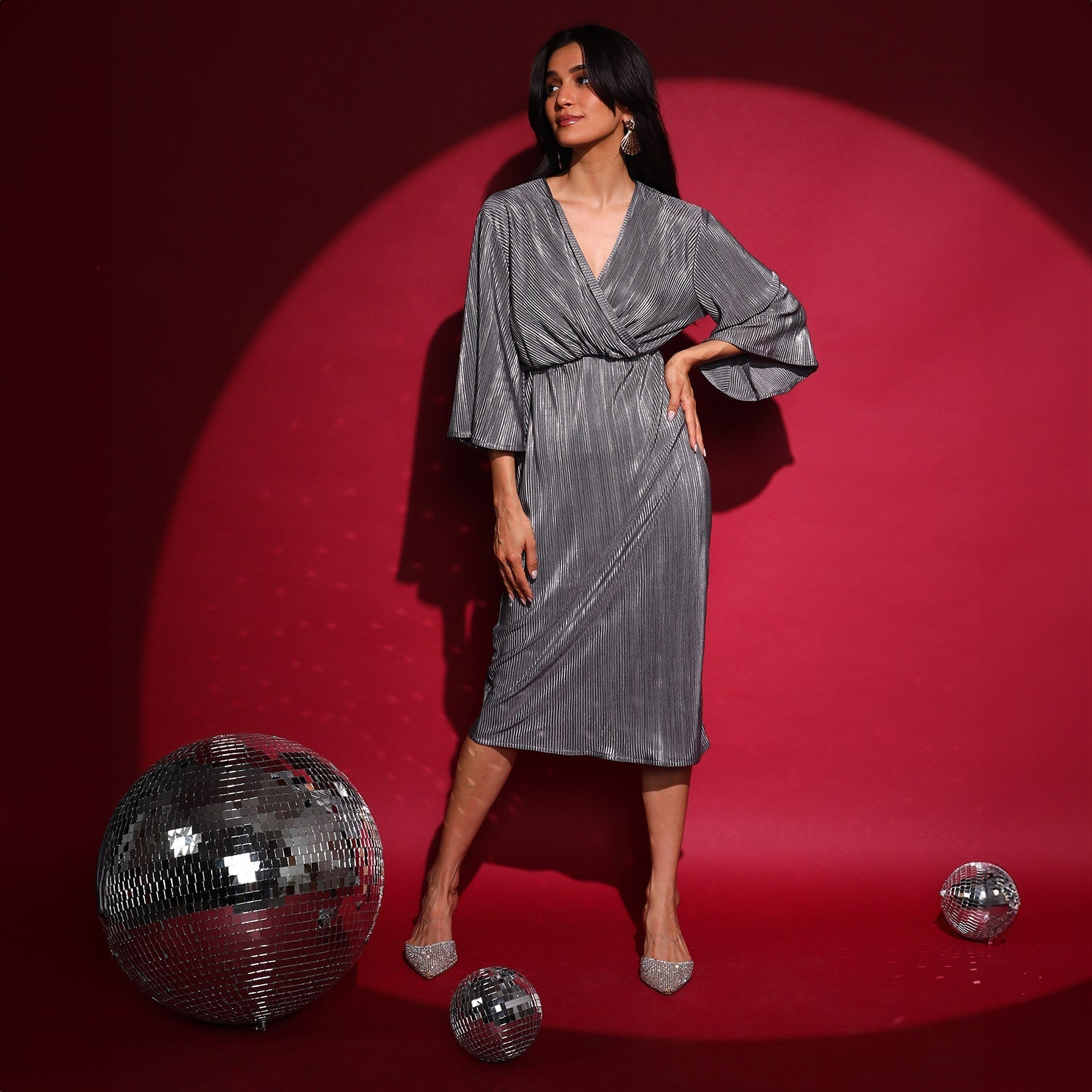 Pleated Wrap Dress