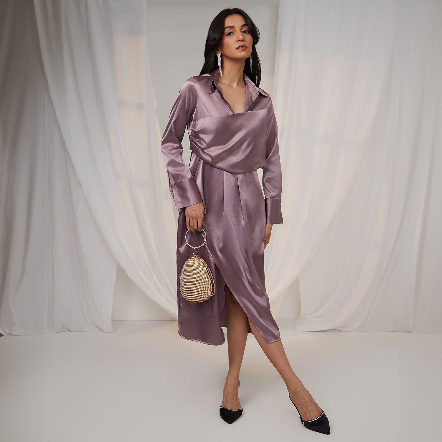 Draped Shirt Dress