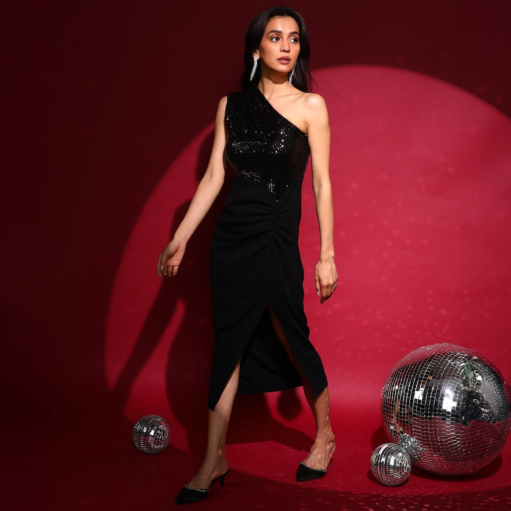 Sequin Draped Dress