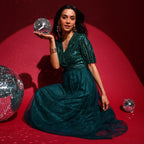 Sequin Block Maxi Dress