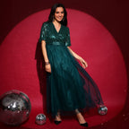 Sequin Block Maxi Dress