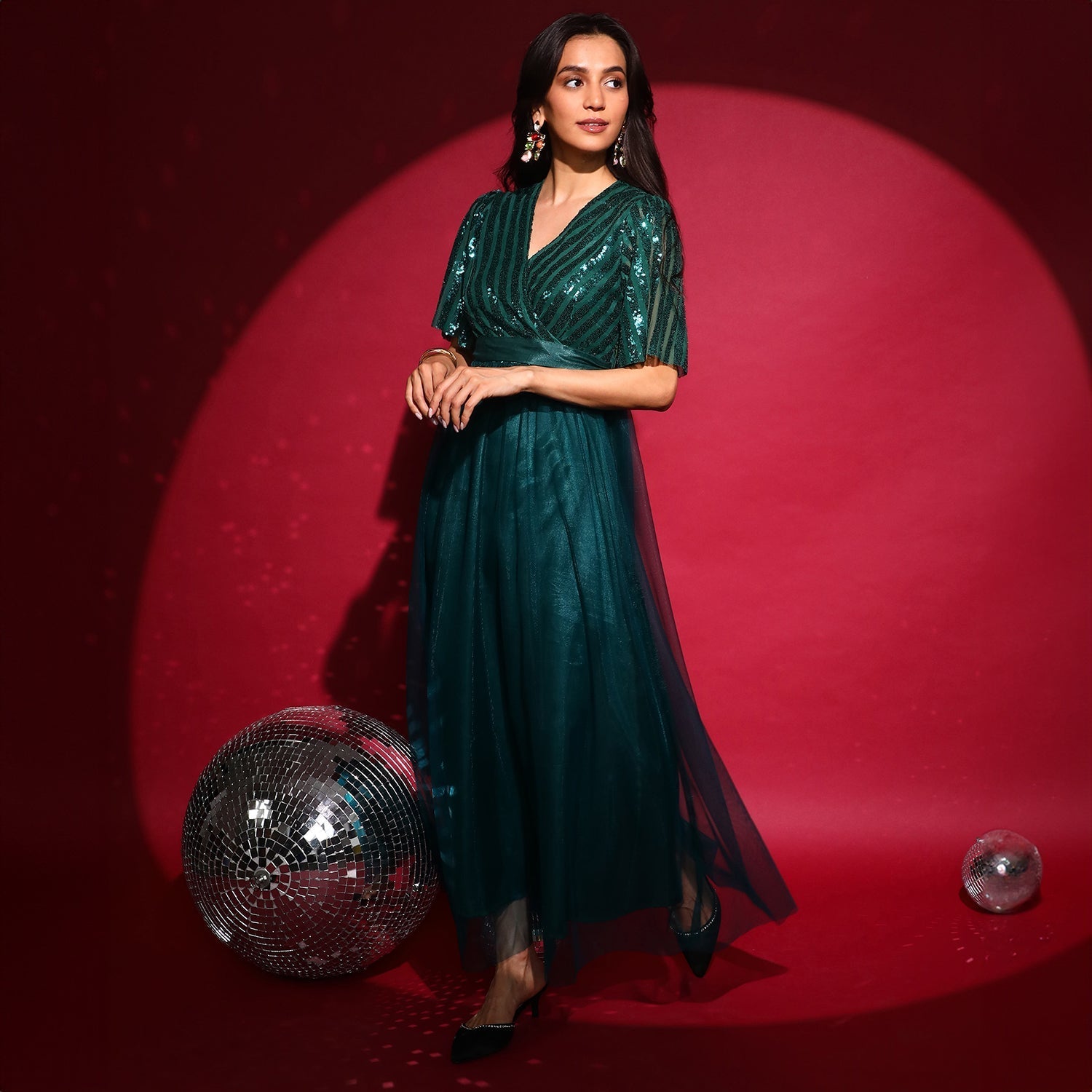Sequin Block Maxi Dress