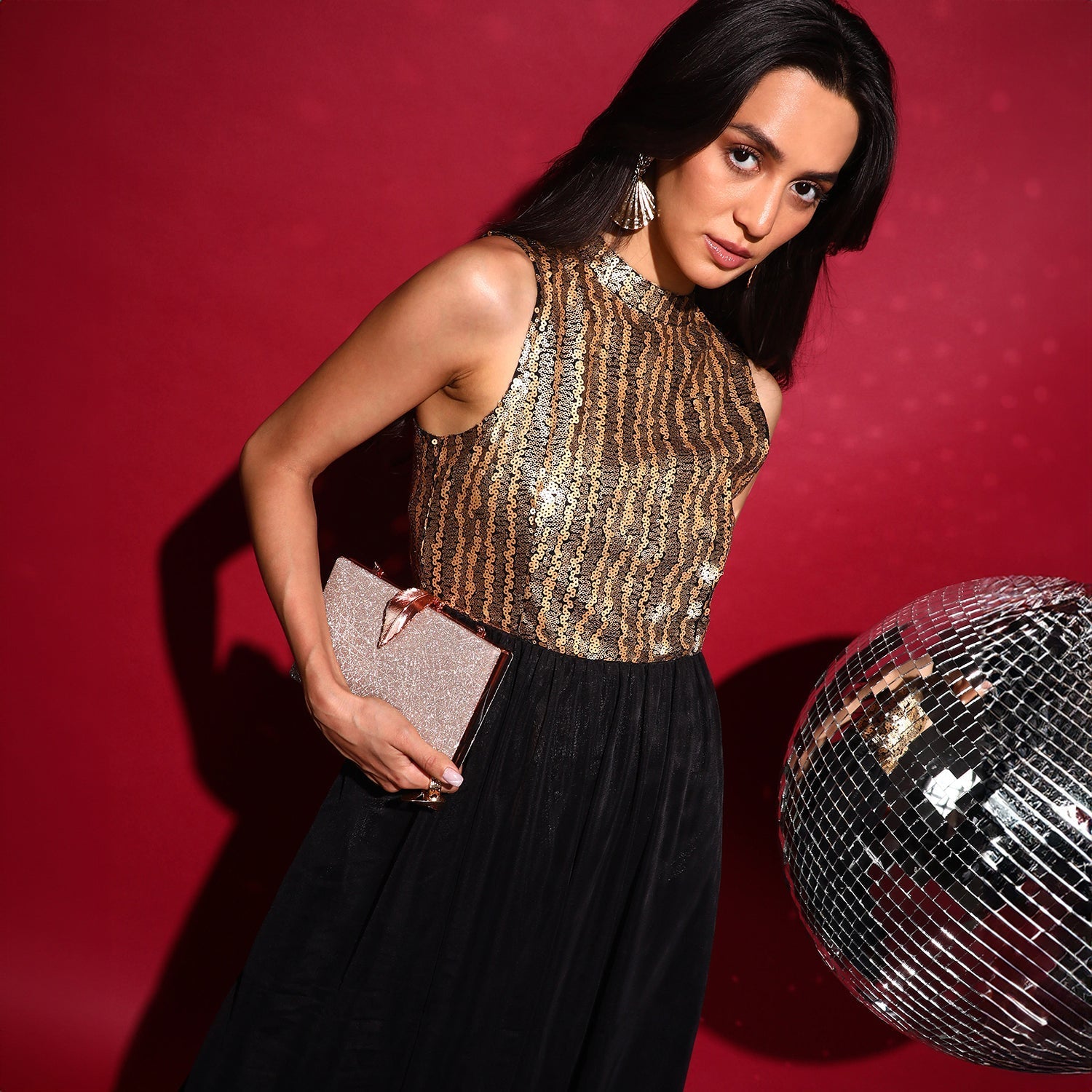 Sequin Block Midi Dress