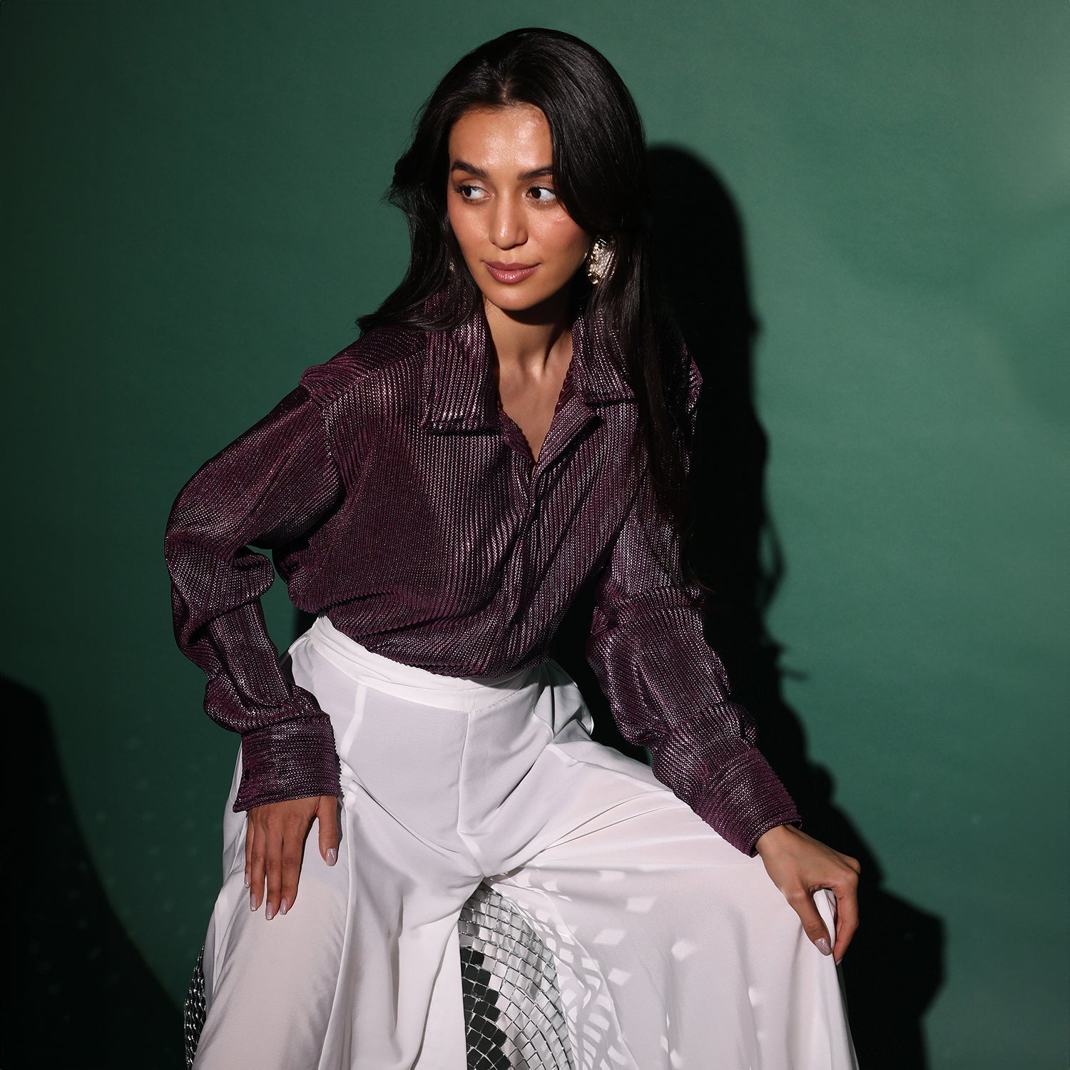 Metallic Pleated Shirt