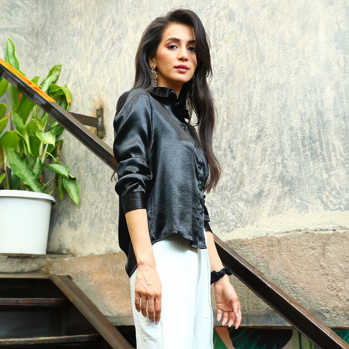 Solid Satin Shirt