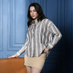 Candy-Striped Jacquard Oversized Shirt