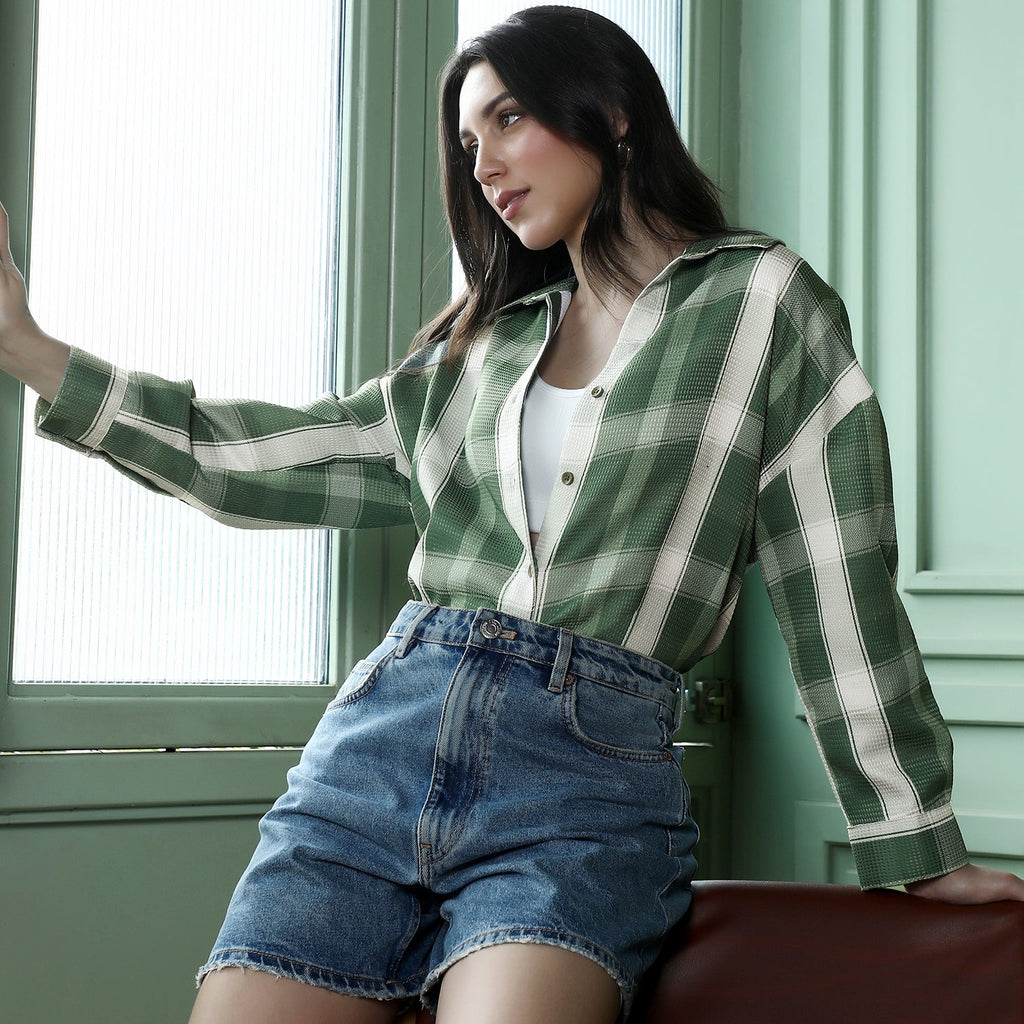 Plaid-Tactile Oversized Shirt