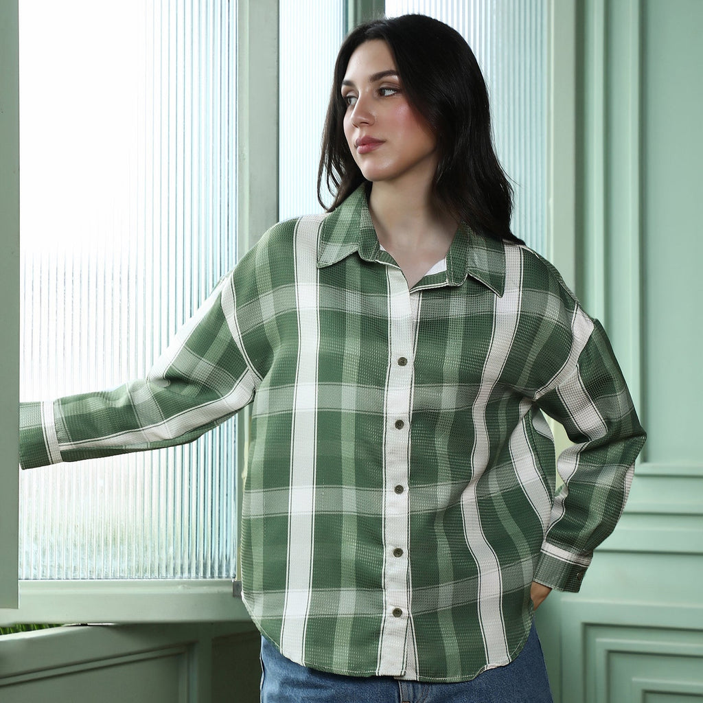 Plaid-Tactile Oversized Shirt