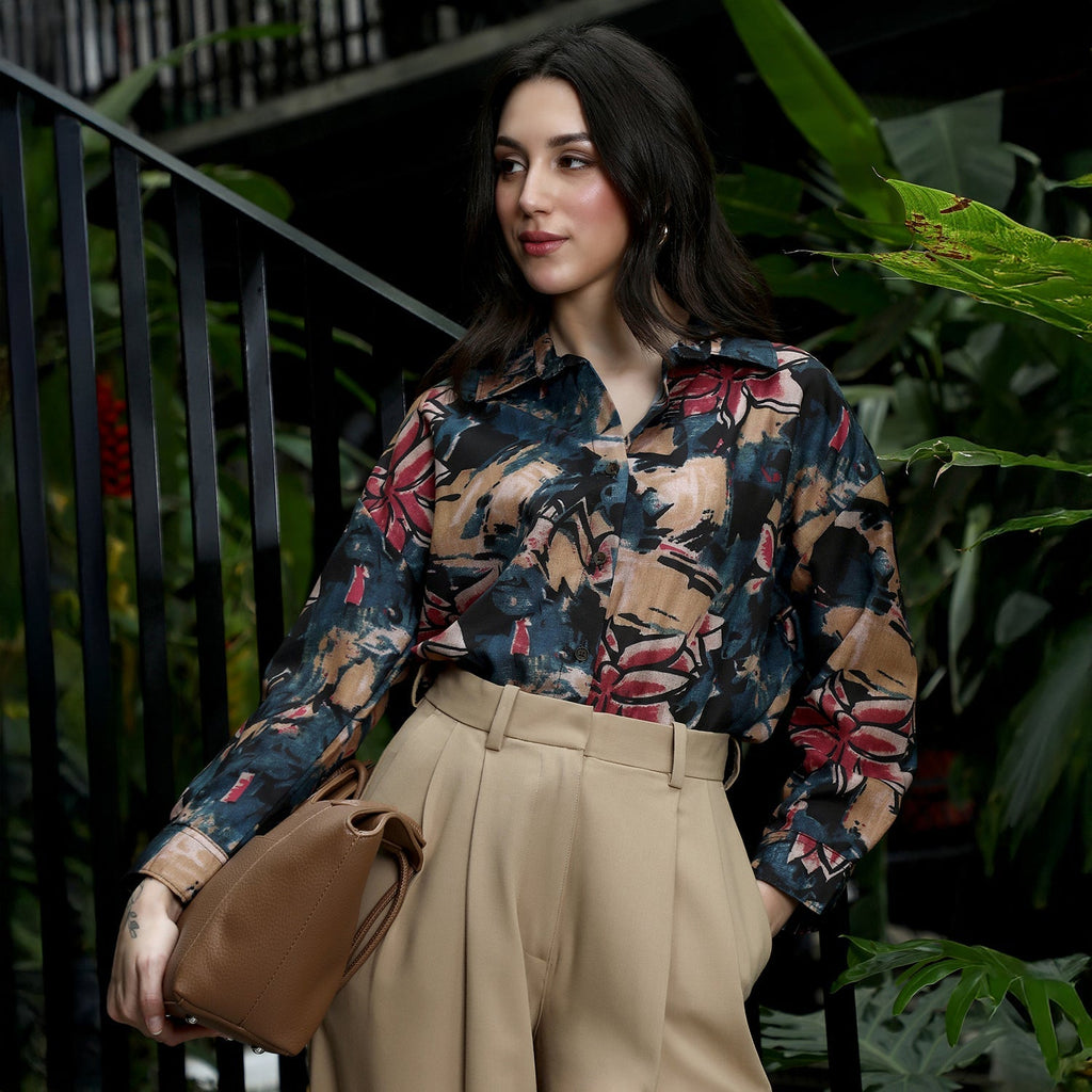 Artistic-Flowers Oversized Shirt