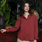 Pin-Tactile Oversized Shirt