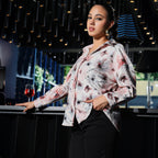 Stained-Flora Textured Oversized Shirt