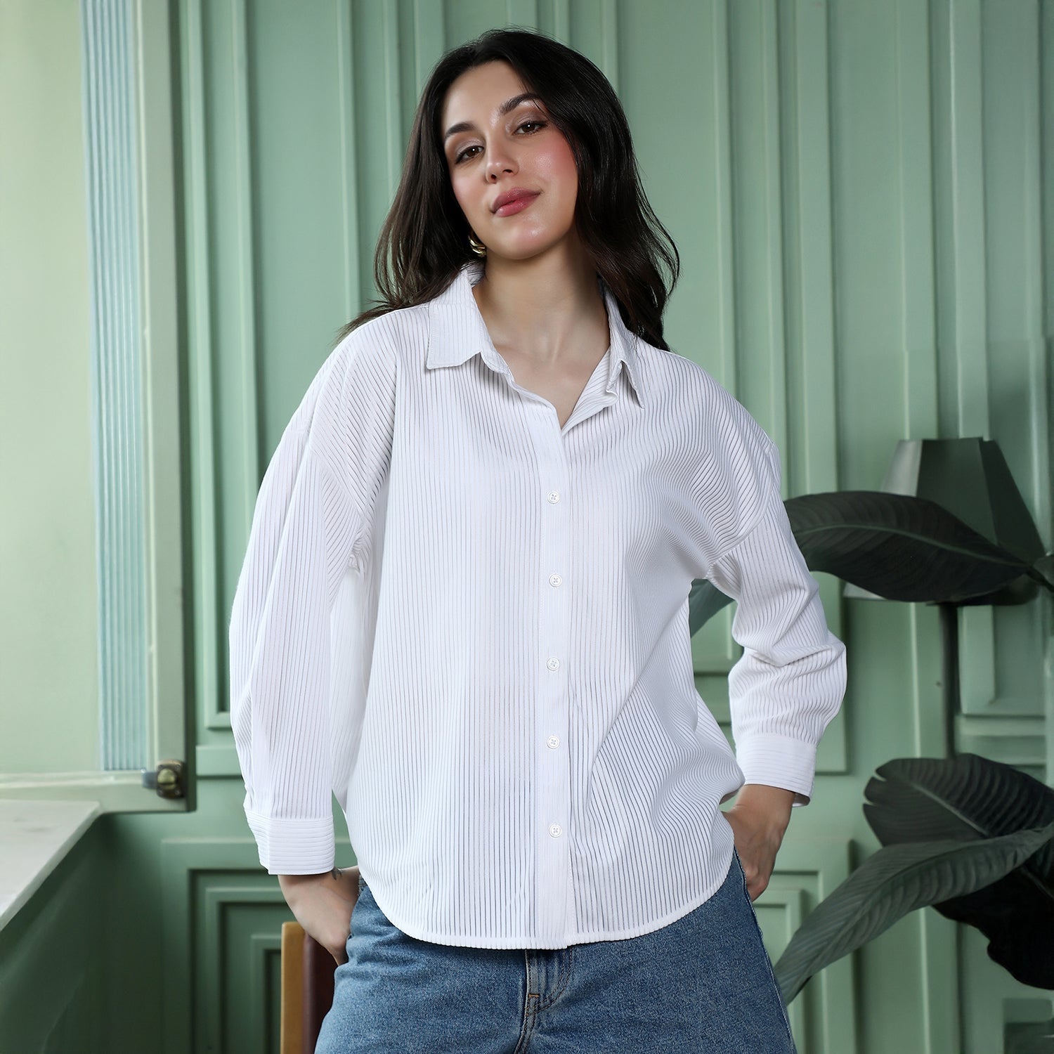 Panel-Tactile Oversized Shirt