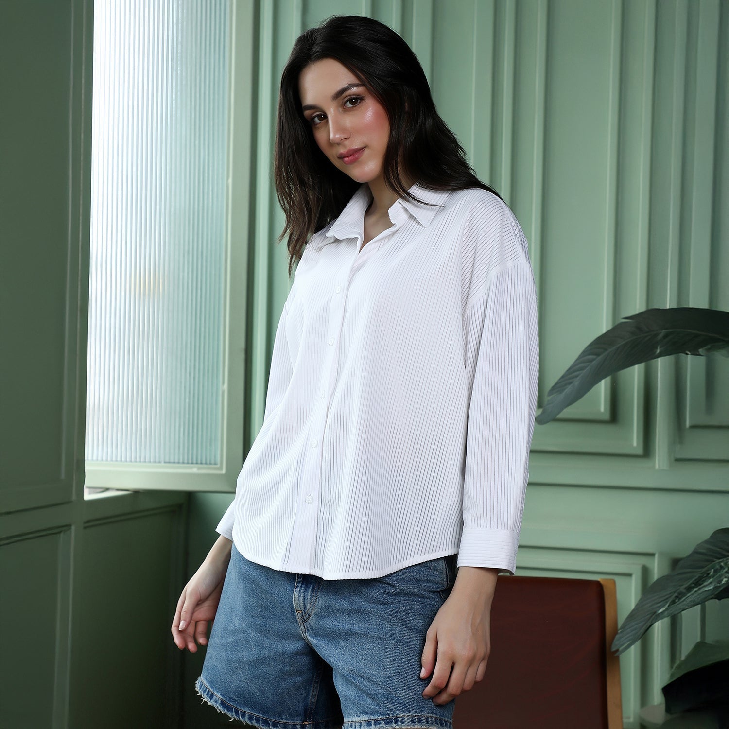 Panel-Tactile Oversized Shirt