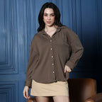 Striped-Tactile Oversized Shirt