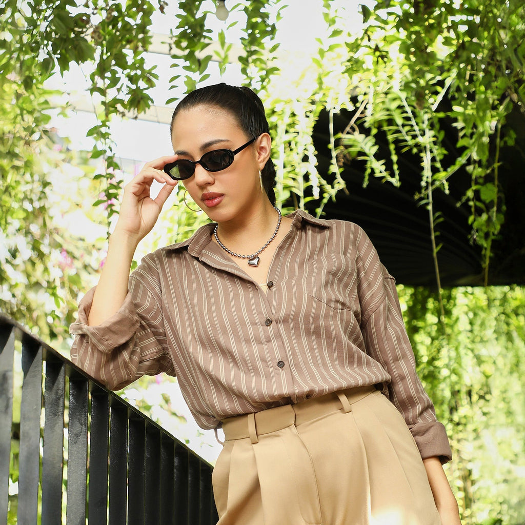Halo-Striped Oversized Shirt
