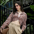 Floral-Lined Oversized Shirt