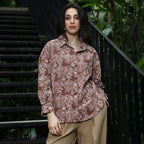 Floral-Lined Oversized Shirt