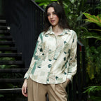 Abstract-Seersucker Oversized Shirt