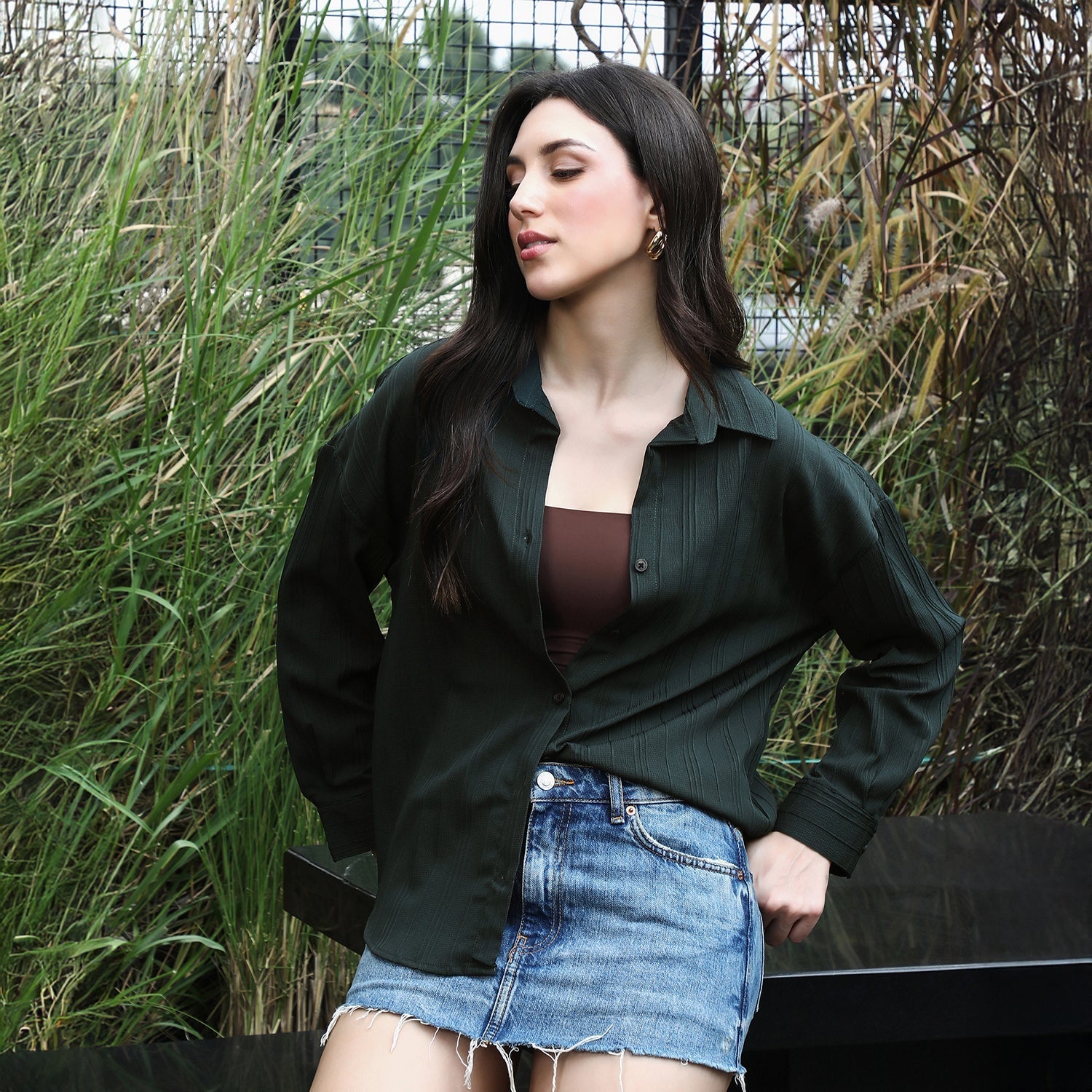 Lined-Tactile Oversized Shirt