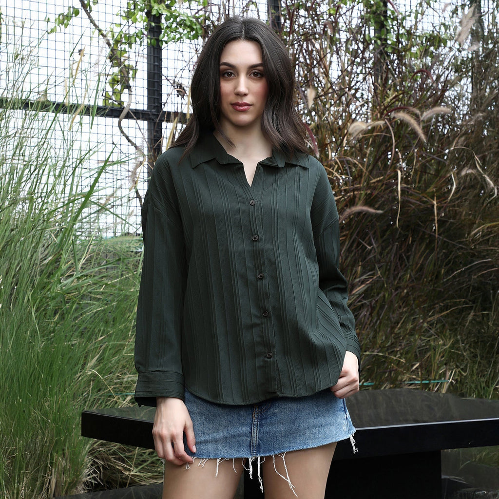 Lined-Tactile Oversized Shirt