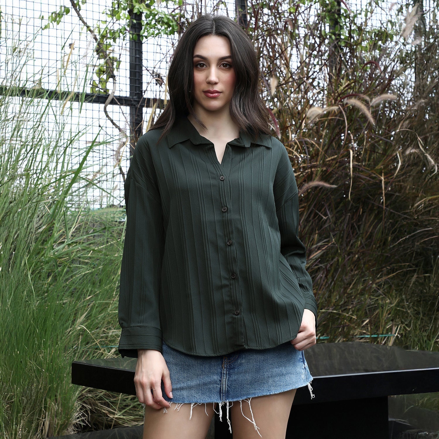 Lined-Tactile Oversized Shirt