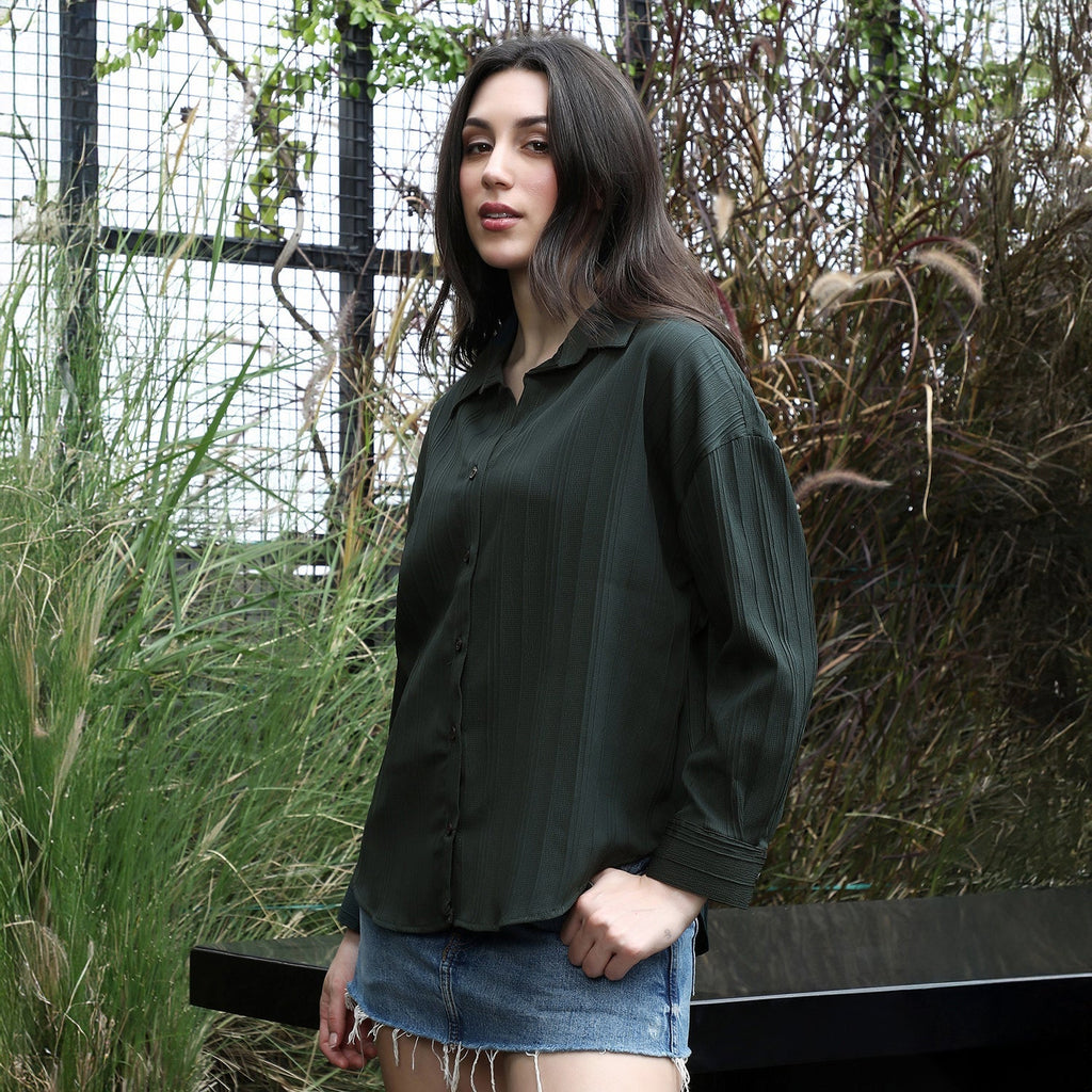 Lined-Tactile Oversized Shirt