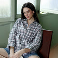 Pin-Plaid Oversized Shirt