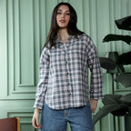 Pin-Plaid Oversized Shirt