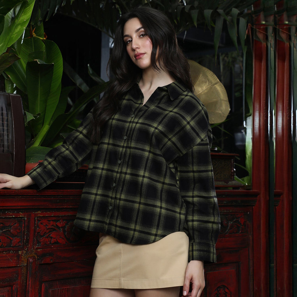 Brushed Buffalo-Check Oversized Shirt