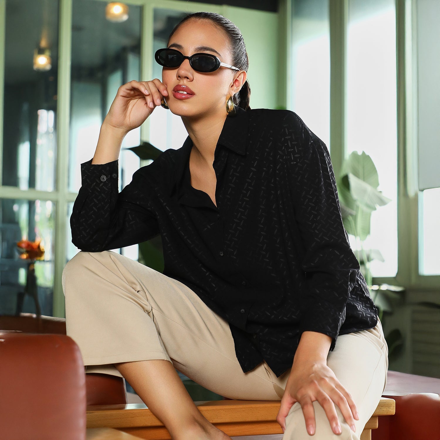 Marquise-Imprint Oversized Shirt