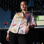 Abstract-Satin Oversized Shirt