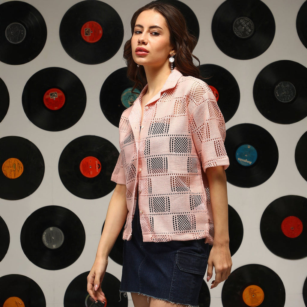Cubic-Mesh Oversized Shirt