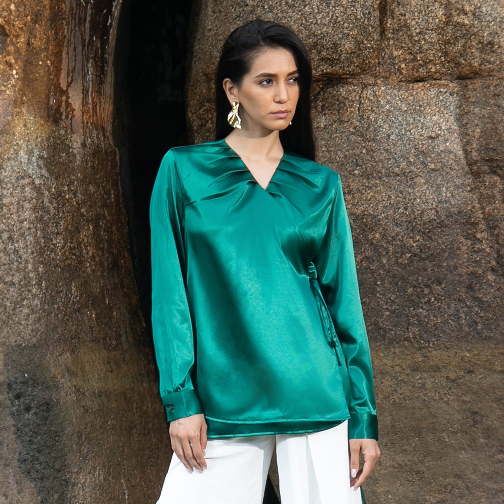 Satin Wrap Top