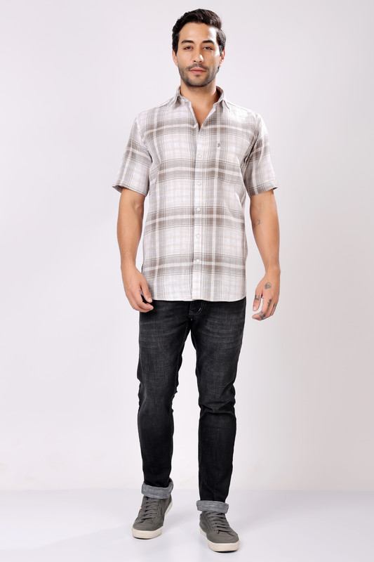 Stylox Men's Regular Fit Half Sleeve Casual Check Shirt