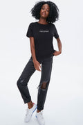 Free Spirit Graphic Printed Black Tee