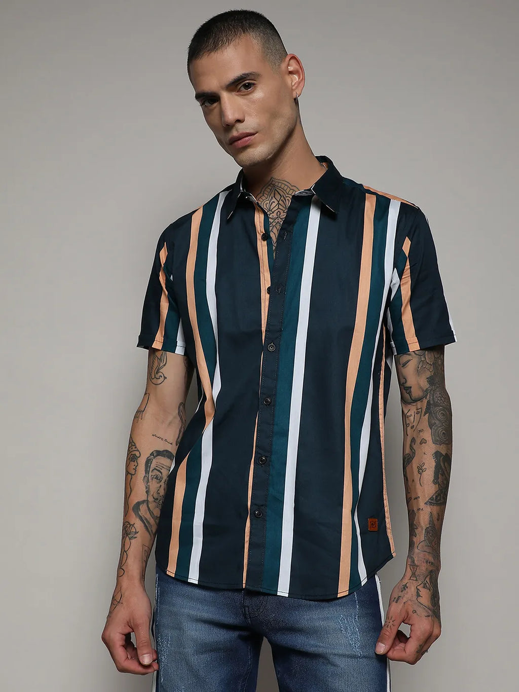 Campus Sutra Club Striped Shirt