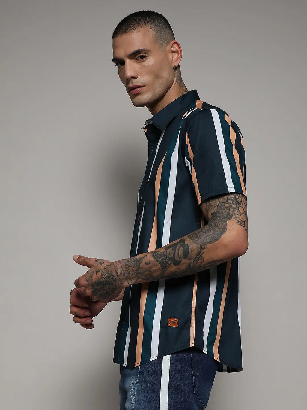 Campus Sutra Club Striped Shirt