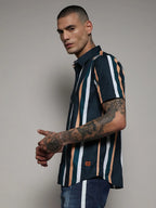 Campus Sutra Club Striped Shirt