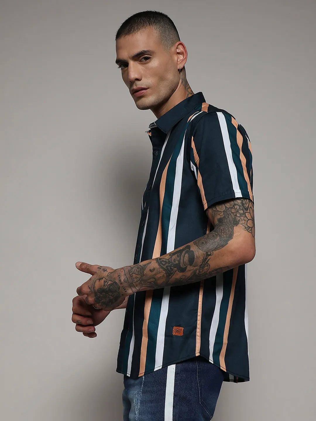 Campus Sutra Club Striped Shirt