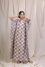 ShopKapaas Purple Block Style Chanderi Kaftan - With Cotton Lining Slip