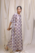 ShopKapaas Purple Block Style Chanderi Kaftan - With Cotton Lining Slip
