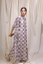 ShopKapaas Purple Block Style Chanderi Kaftan - With Cotton Lining Slip