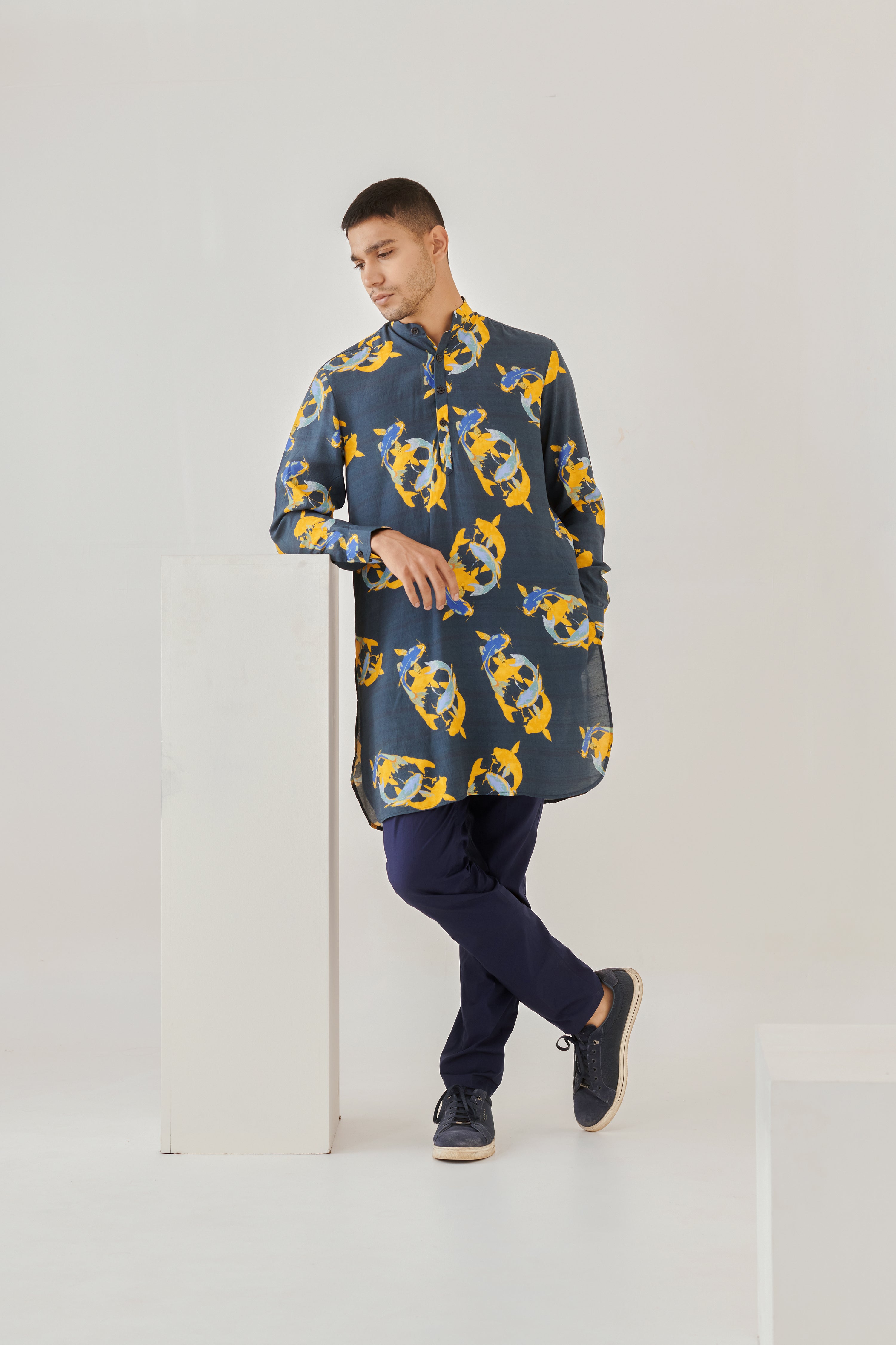 Salmon Blue Ganganagery Kurta