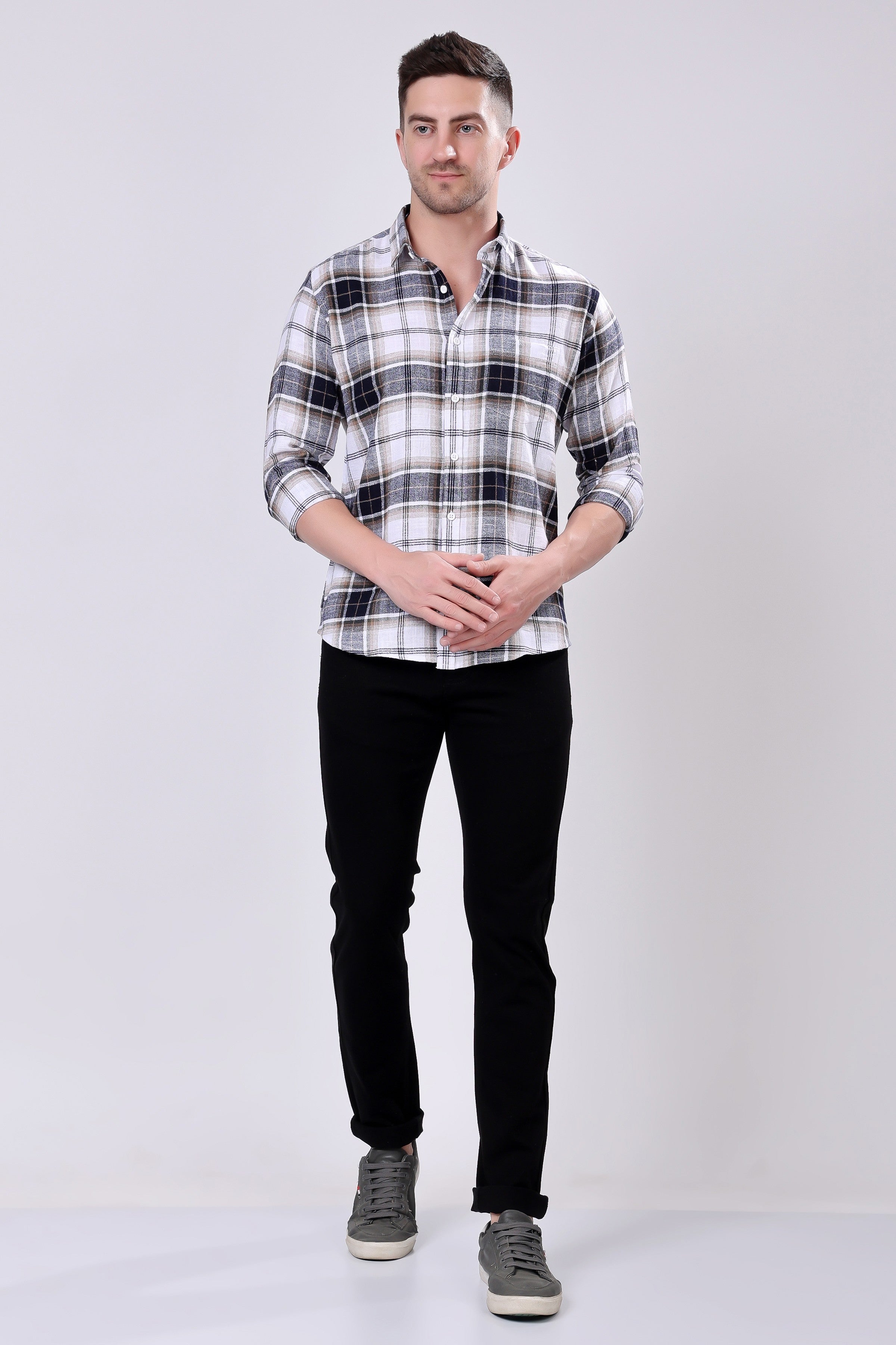 Stylox Regular Fit Full Sleeve Check Casual Shirt For Men's