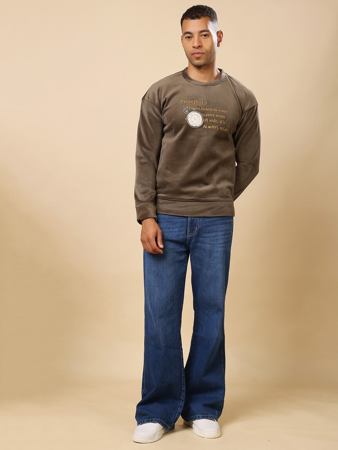 Stylox Regular Fit Round Neck Full Sleeve Printed Sweatshirt for Men's