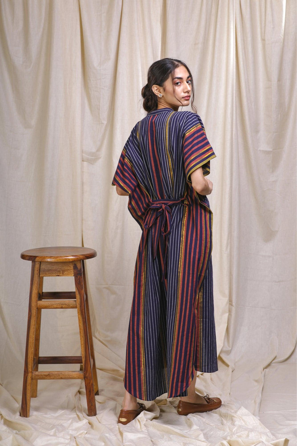 ShopKapaas Indigo Striped Kaftan Dress