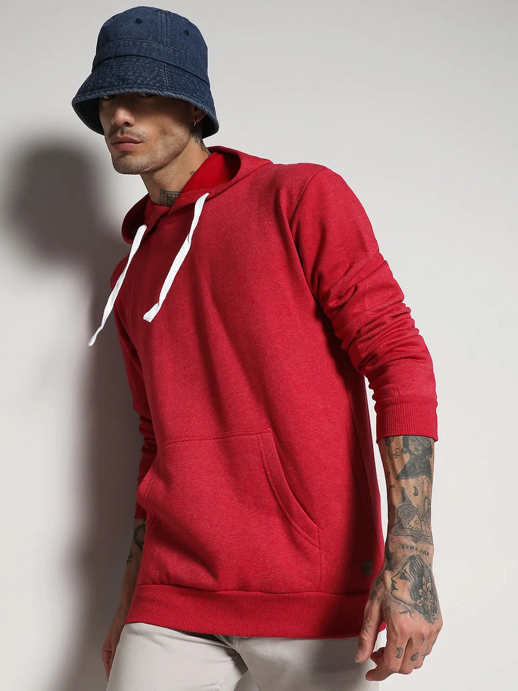 Campus Sutra Pullover Hoodie With Contrast Drawstring